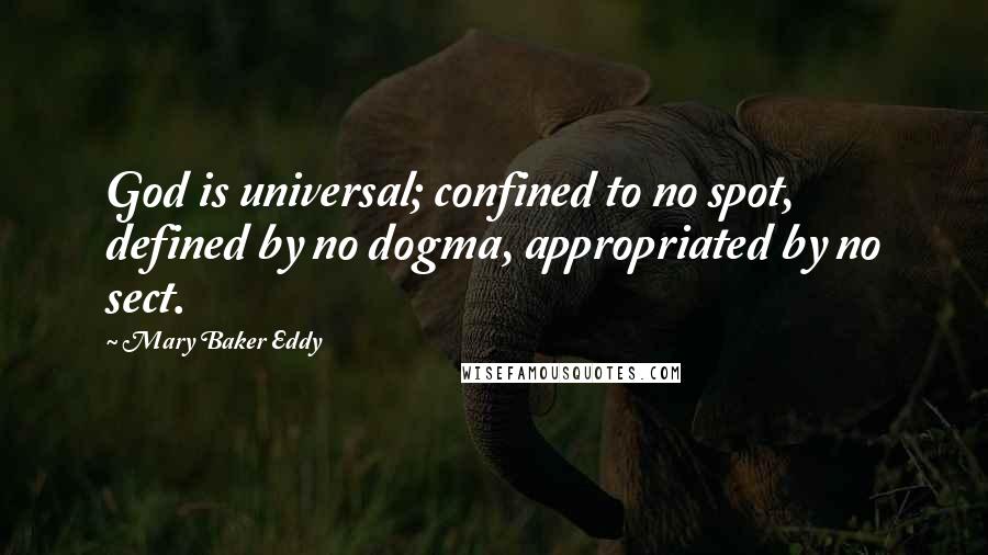 Mary Baker Eddy Quotes: God is universal; confined to no spot, defined by no dogma, appropriated by no sect.