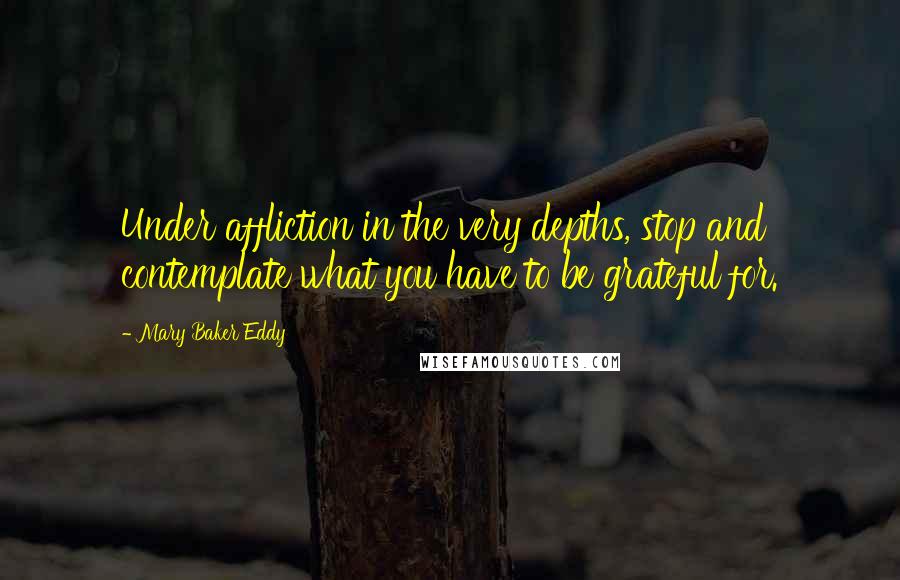 Mary Baker Eddy Quotes: Under affliction in the very depths, stop and contemplate what you have to be grateful for.