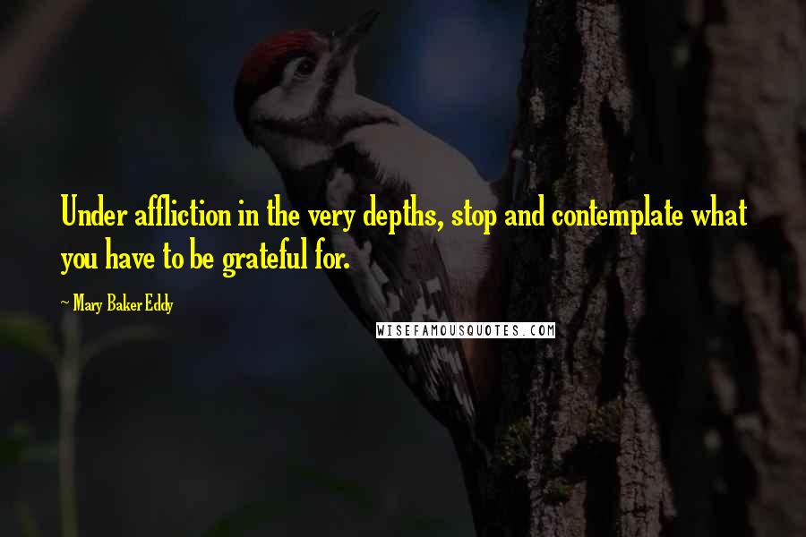 Mary Baker Eddy Quotes: Under affliction in the very depths, stop and contemplate what you have to be grateful for.