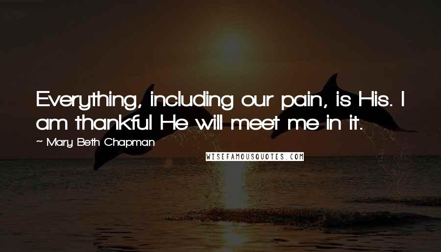Mary Beth Chapman Quotes: Everything, including our pain, is His. I am thankful He will meet me in it.