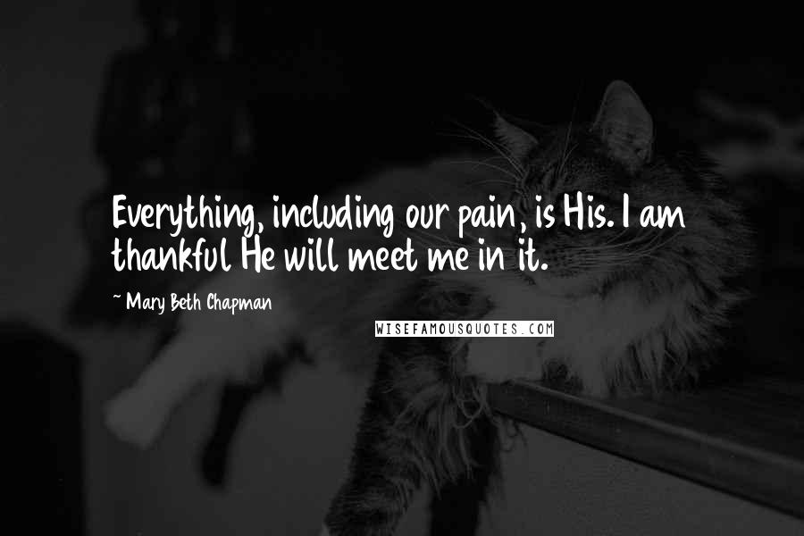 Mary Beth Chapman Quotes: Everything, including our pain, is His. I am thankful He will meet me in it.