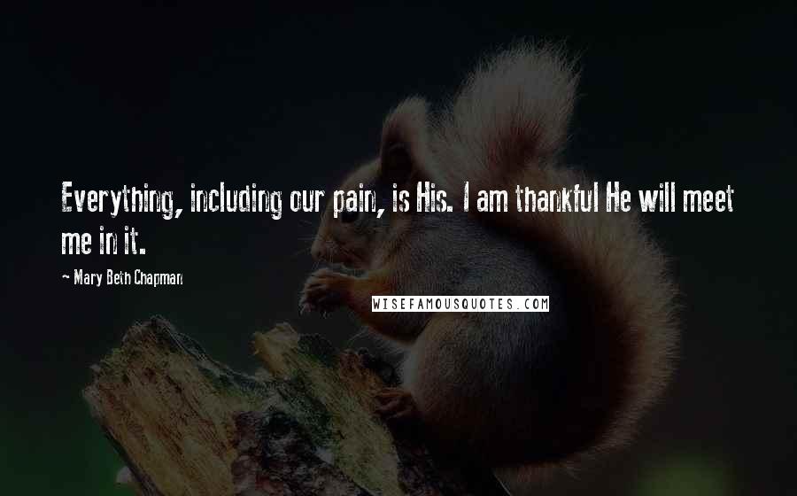 Mary Beth Chapman Quotes: Everything, including our pain, is His. I am thankful He will meet me in it.