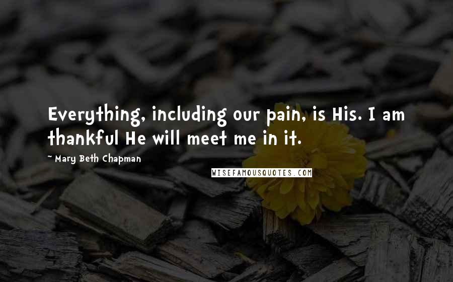 Mary Beth Chapman Quotes: Everything, including our pain, is His. I am thankful He will meet me in it.
