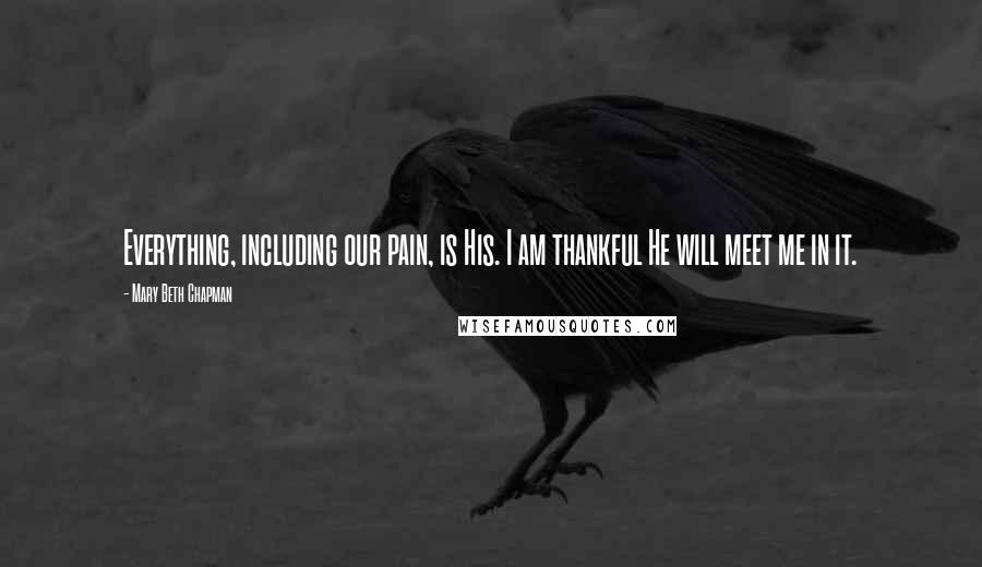 Mary Beth Chapman Quotes: Everything, including our pain, is His. I am thankful He will meet me in it.