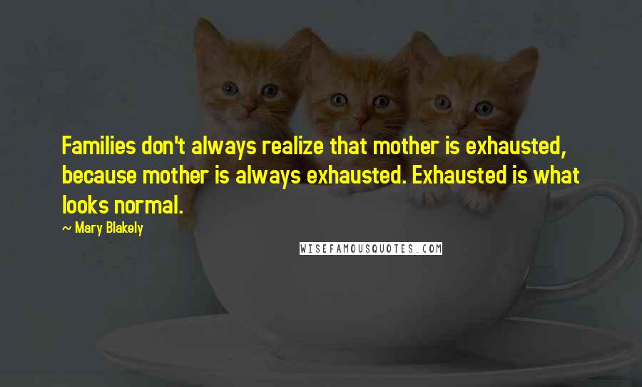 Mary Blakely Quotes: Families don't always realize that mother is exhausted, because mother is always exhausted. Exhausted is what looks normal.