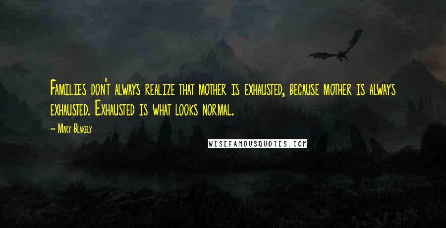 Mary Blakely Quotes: Families don't always realize that mother is exhausted, because mother is always exhausted. Exhausted is what looks normal.