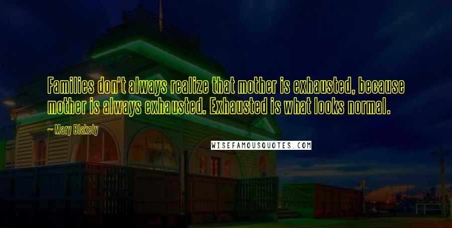 Mary Blakely Quotes: Families don't always realize that mother is exhausted, because mother is always exhausted. Exhausted is what looks normal.