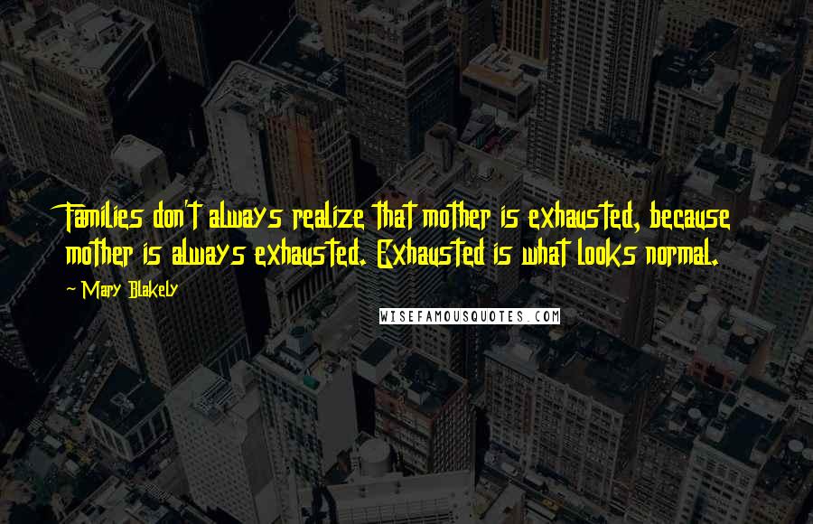 Mary Blakely Quotes: Families don't always realize that mother is exhausted, because mother is always exhausted. Exhausted is what looks normal.