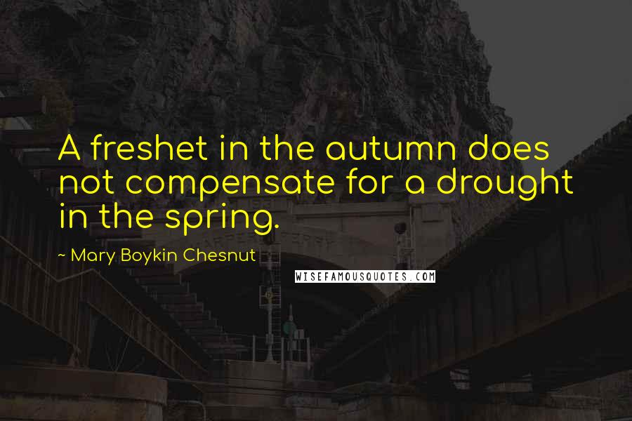 Mary Boykin Chesnut Quotes: A freshet in the autumn does not compensate for a drought in the spring.