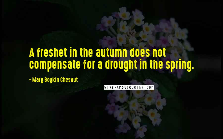 Mary Boykin Chesnut Quotes: A freshet in the autumn does not compensate for a drought in the spring.