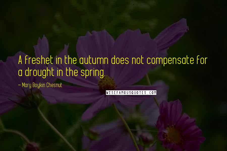 Mary Boykin Chesnut Quotes: A freshet in the autumn does not compensate for a drought in the spring.