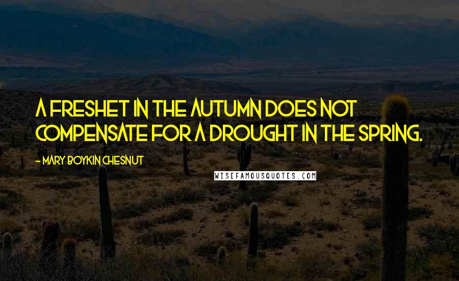 Mary Boykin Chesnut Quotes: A freshet in the autumn does not compensate for a drought in the spring.