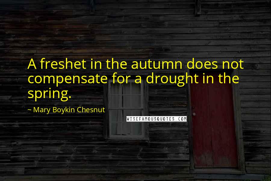 Mary Boykin Chesnut Quotes: A freshet in the autumn does not compensate for a drought in the spring.