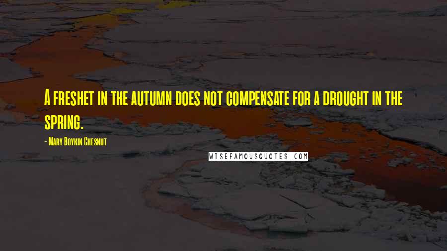 Mary Boykin Chesnut Quotes: A freshet in the autumn does not compensate for a drought in the spring.