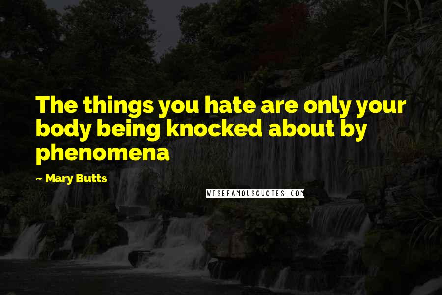 Mary Butts Quotes: The things you hate are only your body being knocked about by phenomena