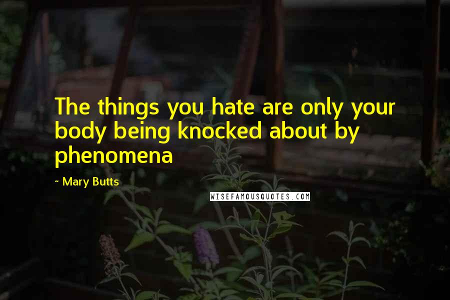 Mary Butts Quotes: The things you hate are only your body being knocked about by phenomena