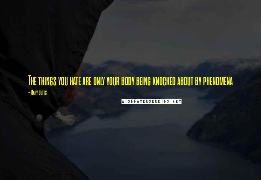 Mary Butts Quotes: The things you hate are only your body being knocked about by phenomena