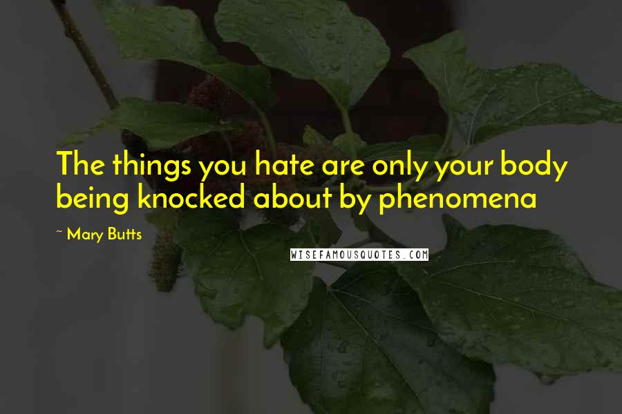 Mary Butts Quotes: The things you hate are only your body being knocked about by phenomena