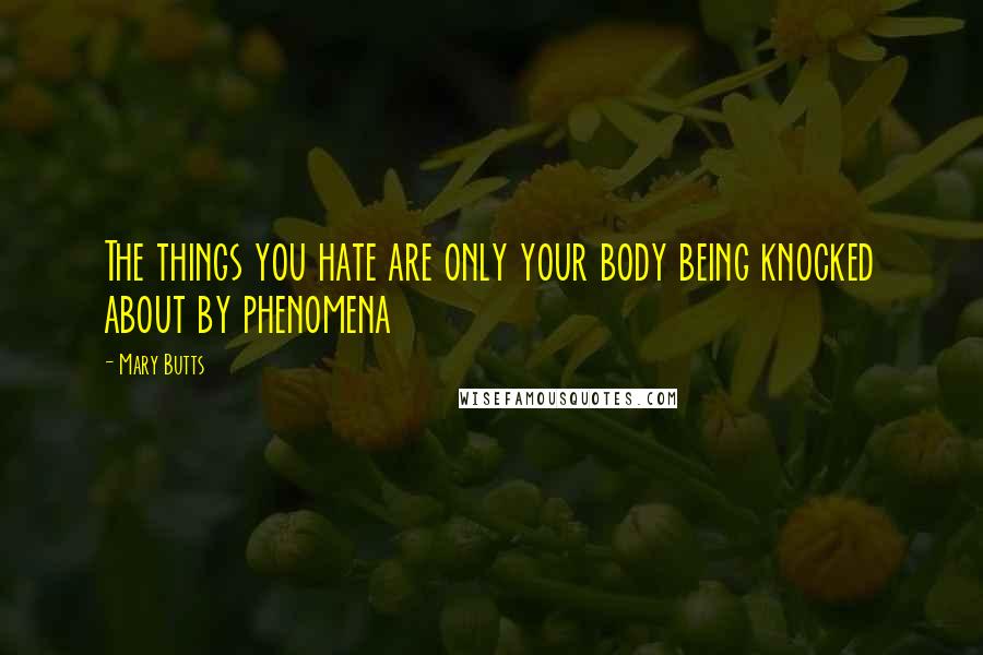 Mary Butts Quotes: The things you hate are only your body being knocked about by phenomena