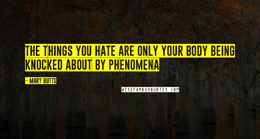 Mary Butts Quotes: The things you hate are only your body being knocked about by phenomena