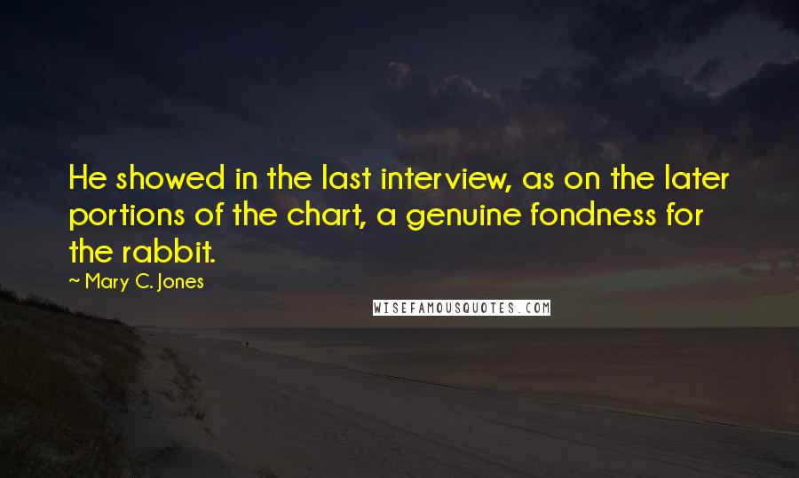 Mary C. Jones Quotes: He showed in the last interview, as on the later portions of the chart, a genuine fondness for the rabbit.
