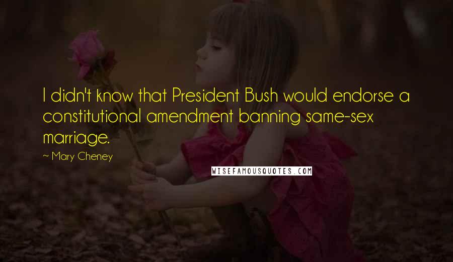 Mary Cheney Quotes: I didn't know that President Bush would endorse a constitutional amendment banning same-sex marriage.