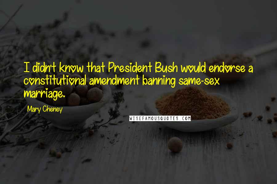 Mary Cheney Quotes: I didn't know that President Bush would endorse a constitutional amendment banning same-sex marriage.
