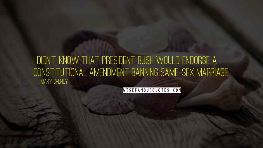 Mary Cheney Quotes: I didn't know that President Bush would endorse a constitutional amendment banning same-sex marriage.