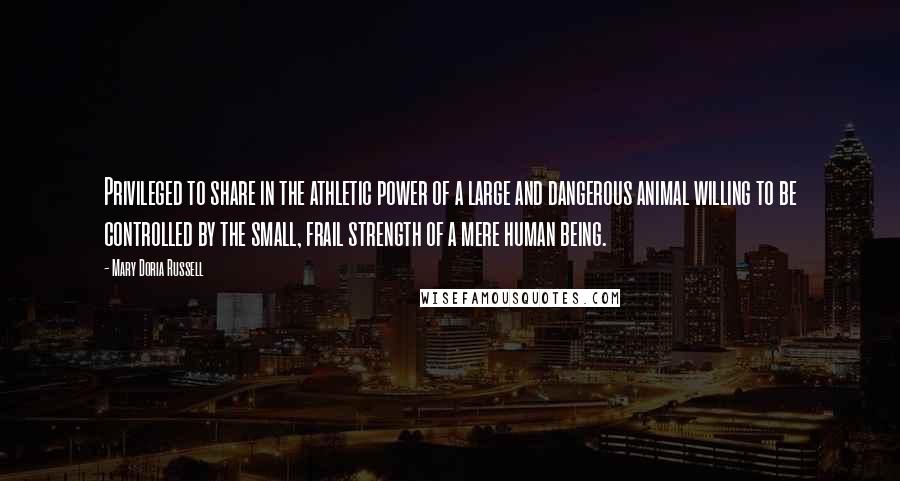 Mary Doria Russell Quotes: Privileged to share in the athletic power of a large and dangerous animal willing to be controlled by the small, frail strength of a mere human being.