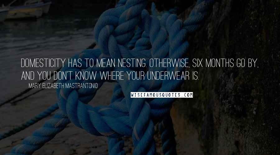 Mary Elizabeth Mastrantonio Quotes: Domesticity has to mean nesting. Otherwise, six months go by, and you don't know where your underwear is.