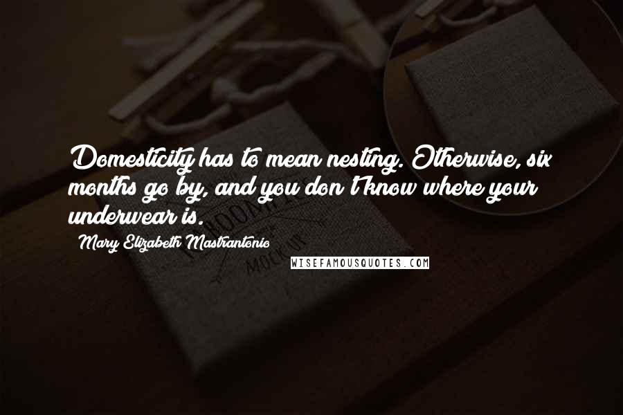 Mary Elizabeth Mastrantonio Quotes: Domesticity has to mean nesting. Otherwise, six months go by, and you don't know where your underwear is.