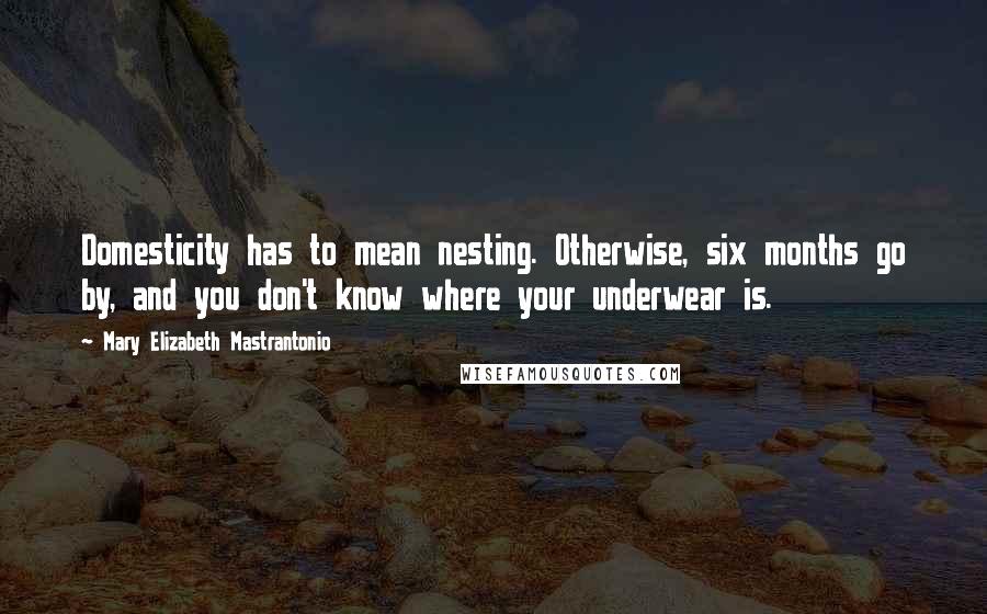 Mary Elizabeth Mastrantonio Quotes: Domesticity has to mean nesting. Otherwise, six months go by, and you don't know where your underwear is.