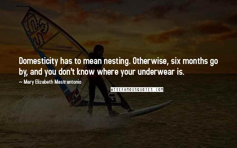 Mary Elizabeth Mastrantonio Quotes: Domesticity has to mean nesting. Otherwise, six months go by, and you don't know where your underwear is.