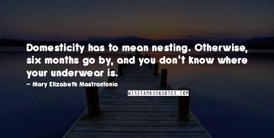 Mary Elizabeth Mastrantonio Quotes: Domesticity has to mean nesting. Otherwise, six months go by, and you don't know where your underwear is.