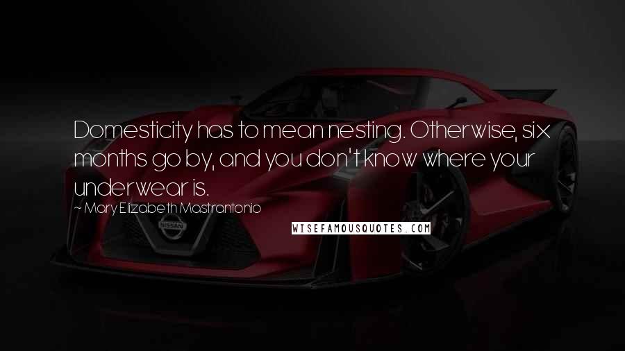 Mary Elizabeth Mastrantonio Quotes: Domesticity has to mean nesting. Otherwise, six months go by, and you don't know where your underwear is.