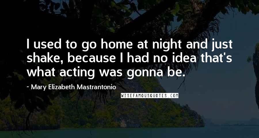 Mary Elizabeth Mastrantonio Quotes: I used to go home at night and just shake, because I had no idea that's what acting was gonna be.