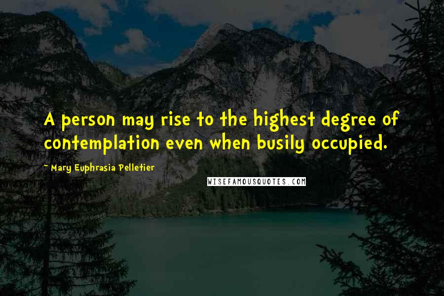 Mary Euphrasia Pelletier Quotes: A person may rise to the highest degree of contemplation even when busily occupied.