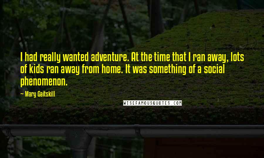 Mary Gaitskill Quotes: I had really wanted adventure. At the time that I ran away, lots of kids ran away from home. It was something of a social phenomenon.