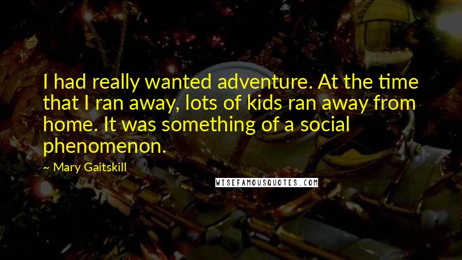 Mary Gaitskill Quotes: I had really wanted adventure. At the time that I ran away, lots of kids ran away from home. It was something of a social phenomenon.