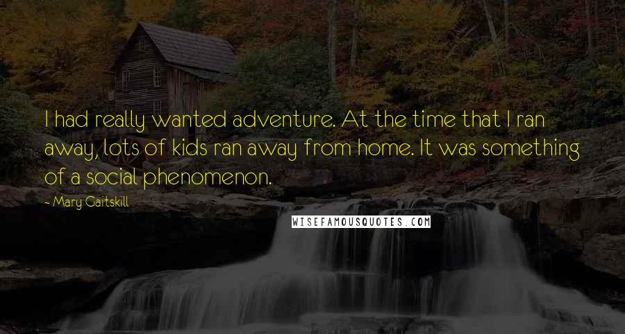 Mary Gaitskill Quotes: I had really wanted adventure. At the time that I ran away, lots of kids ran away from home. It was something of a social phenomenon.