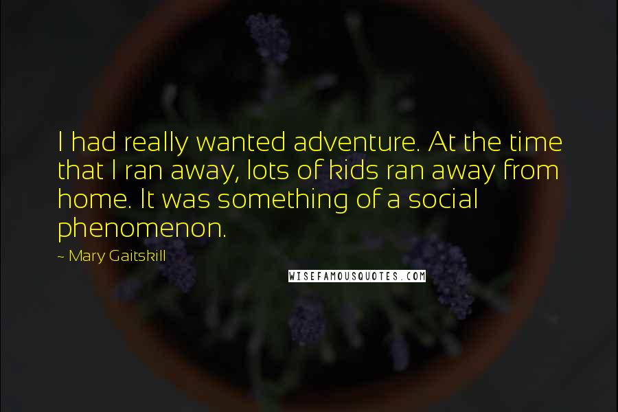 Mary Gaitskill Quotes: I had really wanted adventure. At the time that I ran away, lots of kids ran away from home. It was something of a social phenomenon.