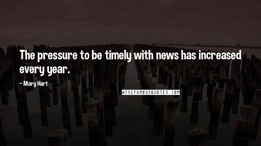 Mary Hart Quotes: The pressure to be timely with news has increased every year.