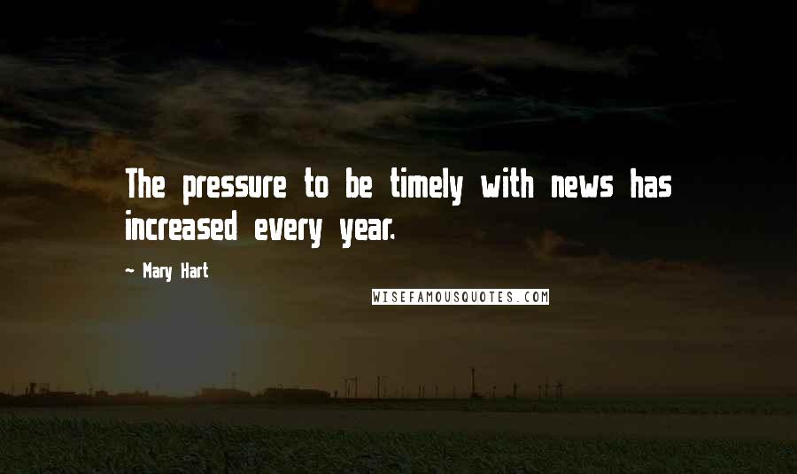 Mary Hart Quotes: The pressure to be timely with news has increased every year.