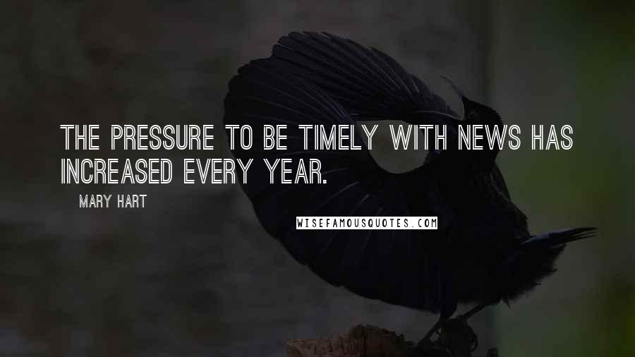Mary Hart Quotes: The pressure to be timely with news has increased every year.