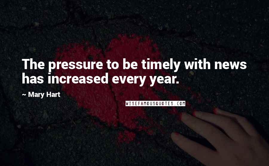 Mary Hart Quotes: The pressure to be timely with news has increased every year.
