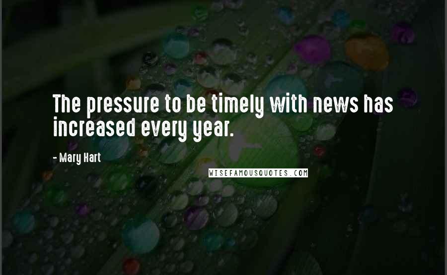 Mary Hart Quotes: The pressure to be timely with news has increased every year.