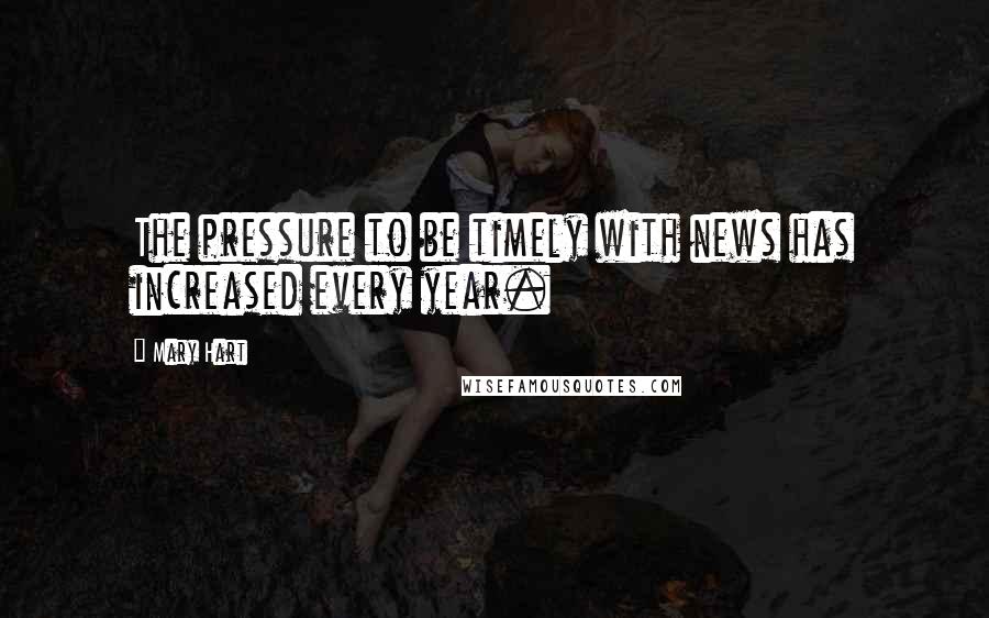 Mary Hart Quotes: The pressure to be timely with news has increased every year.