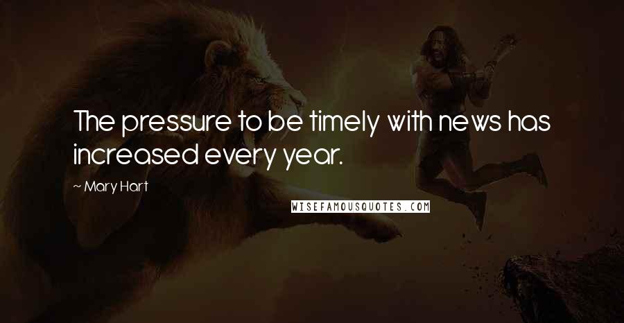Mary Hart Quotes: The pressure to be timely with news has increased every year.