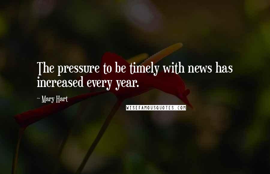 Mary Hart Quotes: The pressure to be timely with news has increased every year.