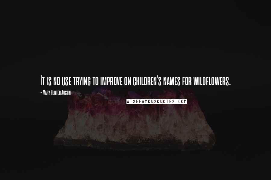Mary Hunter Austin Quotes: It is no use trying to improve on children's names for wildflowers.